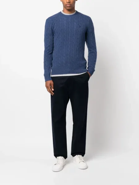 Siuvinėtas megztinis Polo Ralph Lauren mėlyna