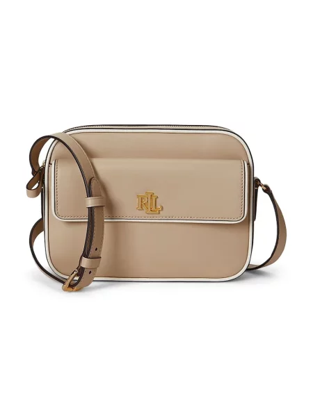 Usnjena torbica Lauren Ralph Lauren bež