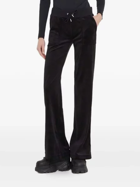 Велур панталон Juicy Couture бродирани черно