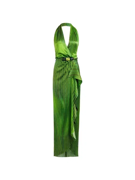 Rochie midi Silvia Tcherassi cu dungi cu volane verde