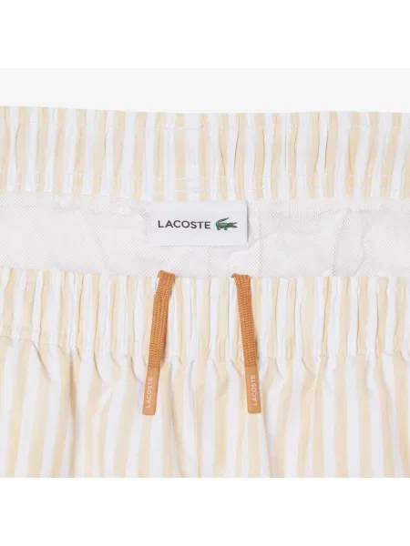 Lacoste Kąpielówki W Paski O Średniej Długości biały