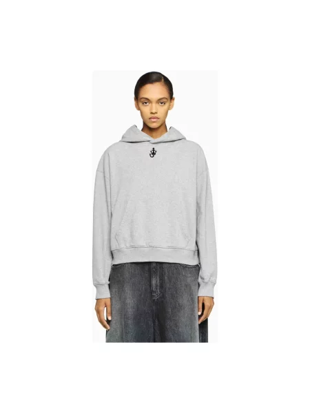 Bluza z kapturem Jw Anderson z kapturem z logo szara
