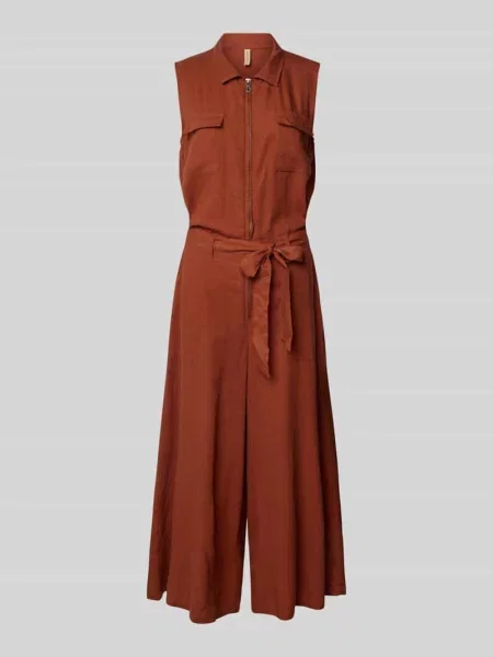 Kombinezon z mieszanki lnu z zapinanym kołnierzem model ‘INA’ Soyaconcept