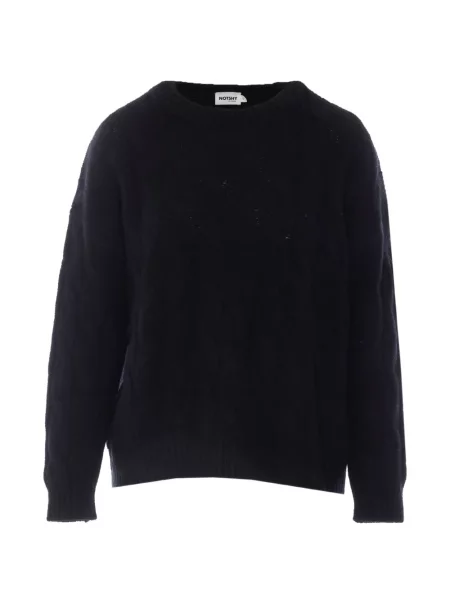 Pulover Not Shy cu decolteu rotund negru