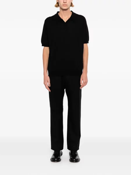Tricou polo John Smedley cu dungi negru