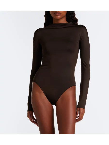Body Alaïa de mătase maro