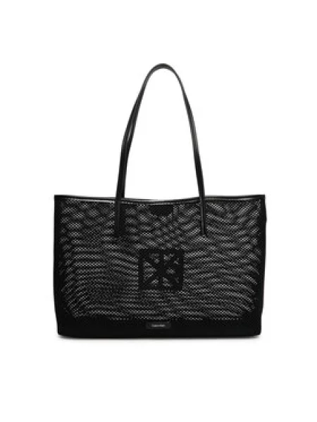 Calvin Klein Torbica Emblem Mesh Tote crna