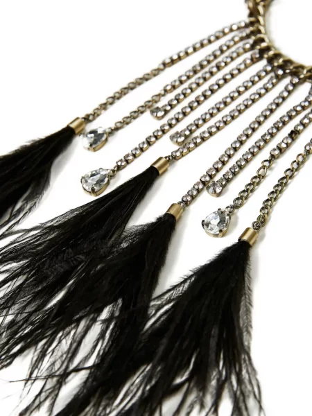 Colier Twinset cu pene negru