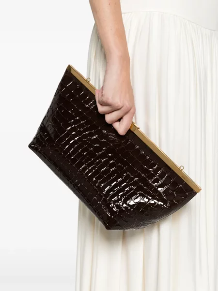 Δερμάτινος clutch Jimmy Choo καφέ