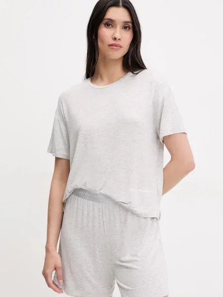 Горнище на пижама с къси ръкави United Colors of Benetton сиво