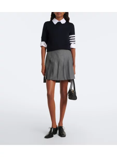 Fustă Thom Browne de lână gri