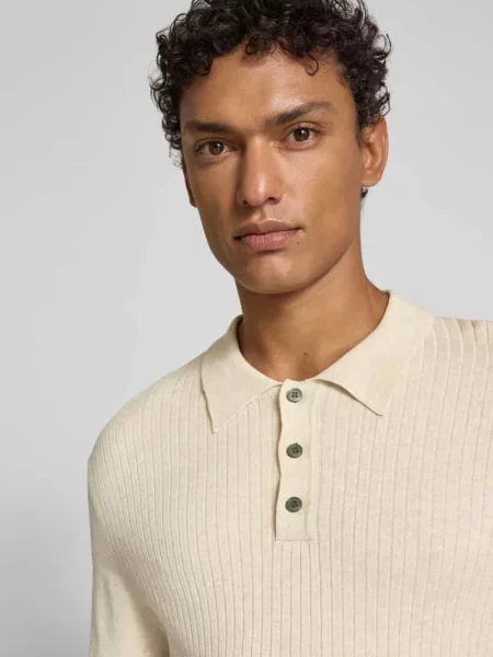 Sweter z dzianiny z kołnierzykiem typu kent model ‘EDGAR’ Jack & Jones Premium biały