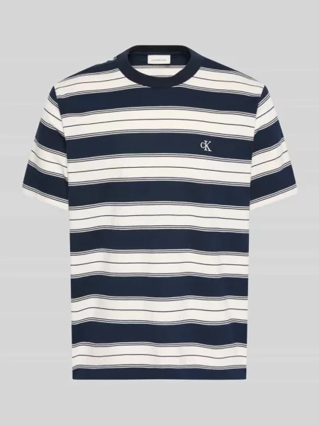 T-shirt Calvin Klein Jeans Ss Easy Jersey Stripe Crewneck Tee Dark Sapphire L granatowa