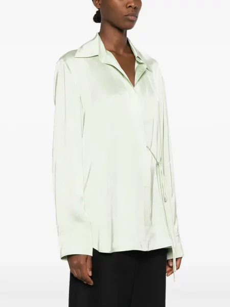 Cămașă Jil Sander din satin verde