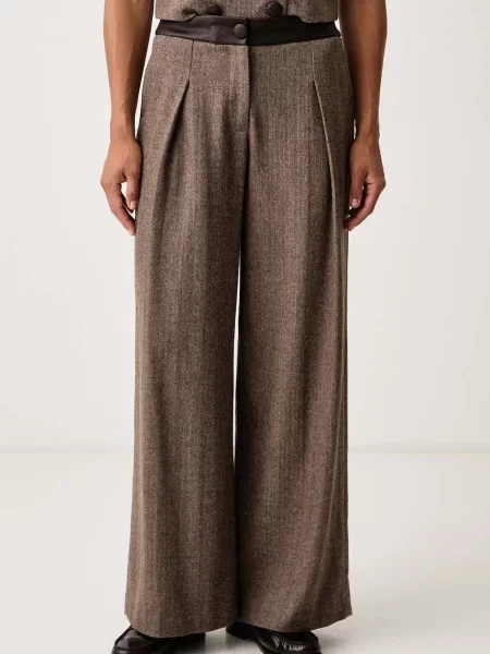 Armani Exchange pantaloni pentru femei cu lână maro