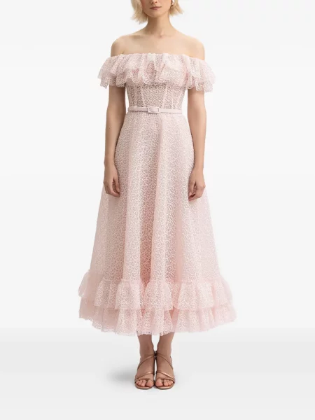 Rochie Gemy Maalouf cu volane de costum roz