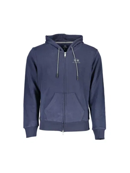 Lniana bluza z kapturem La Martina niebieska