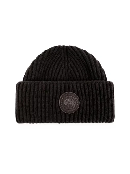 Czapka Canada Goose wełniana z logo brązowa