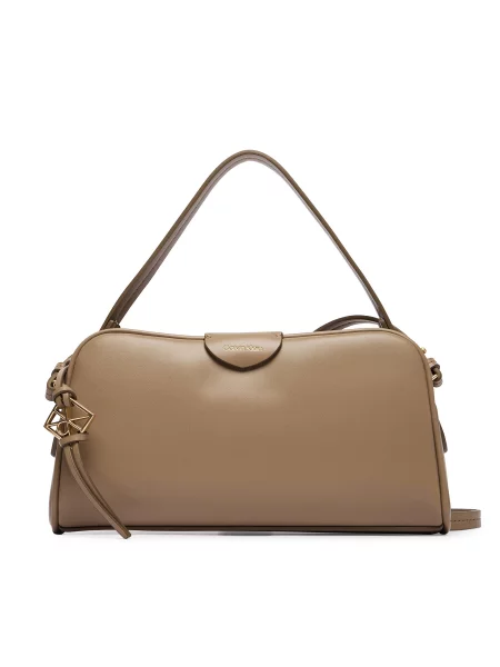 Rankinė Calvin Klein Emblem Trio Top Handle Camera Ba smėlio
