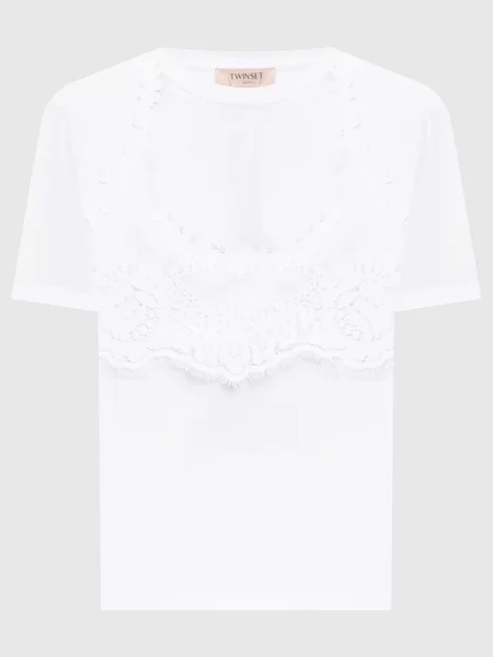Кружевная футболка Twinset белая