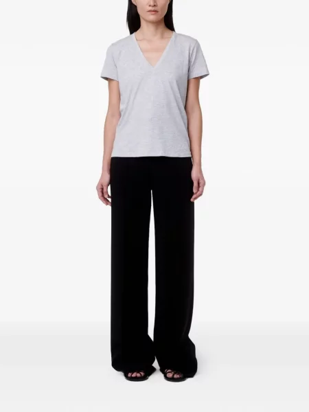 Tricou Another Tomorrow cu decolteu în V gri