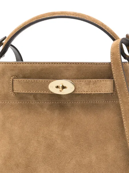 Велурена чанта тип bucket Mulberry кафяво