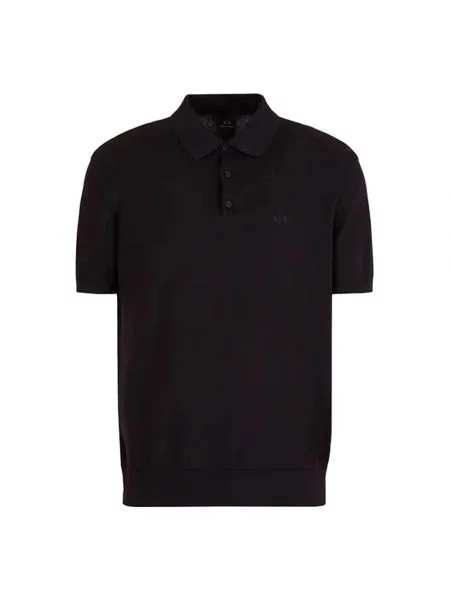 Dzianinowa koszulka polo Armani Exchange z krótkim rękawem czarna