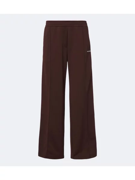 Pantaloni sport Moncler din jerseu cu autograf maro
