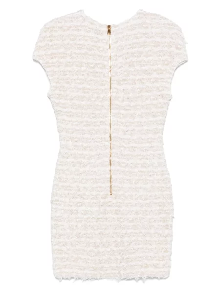 Rochie mini Balmain din tweed de costum alb