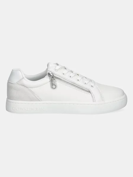 Calvin Klein Jeans sneakersy skórzane CLASSIC CUPSOLE ZIP LOW IN biały