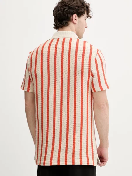 Koszulka polo o kroju relaxed fit z ażurową dzianiną Tommy Hilfiger pomarańczowa