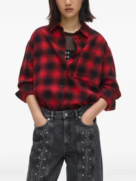Top Karl Lagerfeld Jeans în carouri roșu