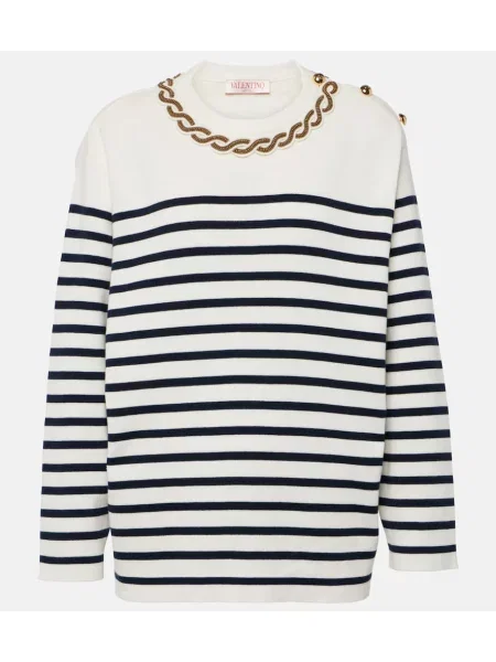 Pulover Valentino cu broderie albastru