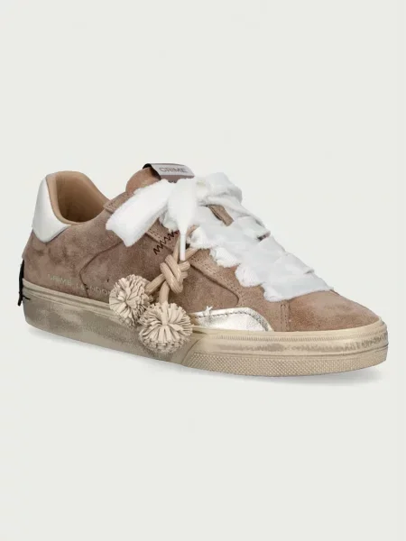 Crime London DECONSTRUCTED sneakers pentru femei din piele întoarsă bej