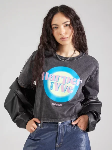 Harper & Yve Tričko svetlomodrá / žltá / tmavoružová čierna