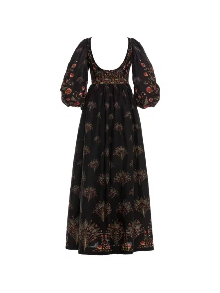 Rochie maxi Agua By Agua Bendita cu mâneci balon negru