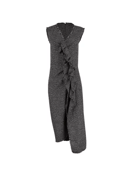 Lung tricou Michael Kors Collection cu decolteu rotund cu volane negru