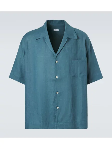 Cămașă Kiton de in albastru