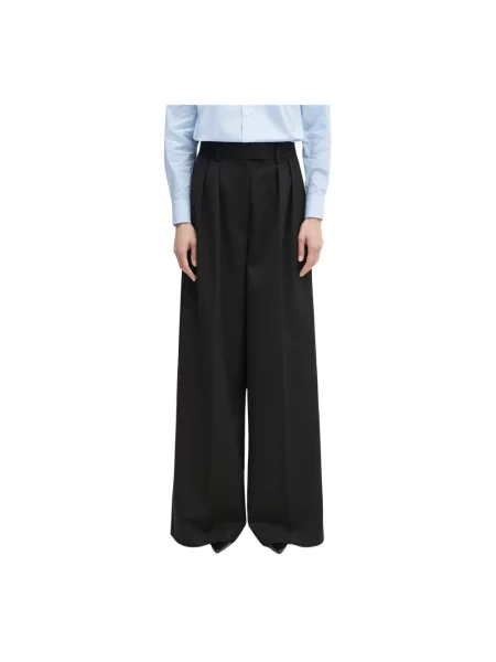 Anine Bing spodnie Lou Trouser szerokie high waist czarny