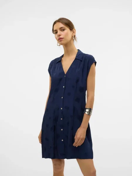 VERO MODA Košeľové šaty námornícka modrá
