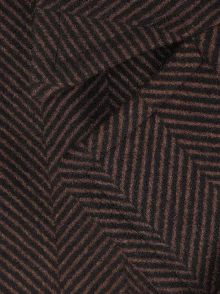 Palton Hevo cu model herringbone cu două rânduri de nasturi maro