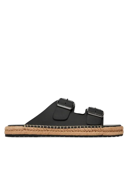Espadrile Tommy Hilfiger Flex Jutte Hilfiger Lth Sandal negru