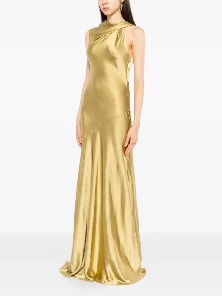 Rochie Amsale din satin asimetrică galben