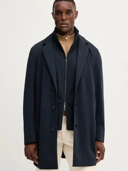 BOSS palton marin albastru