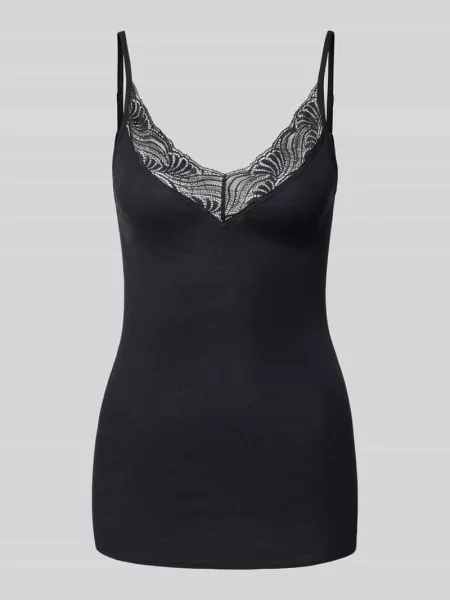 Podkoszulka obszyta koronką Hanro czarna