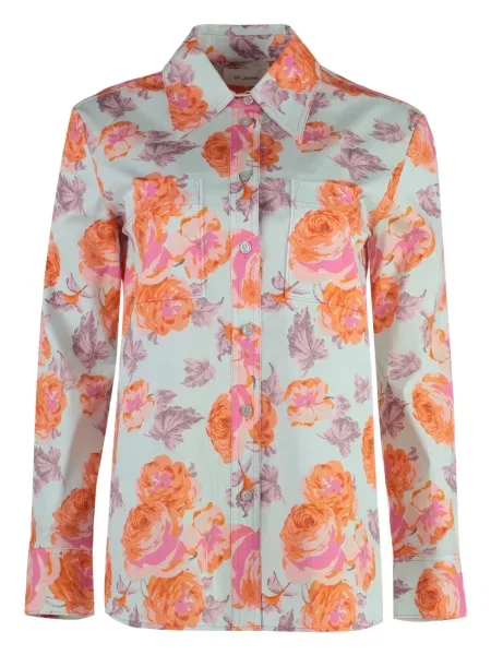 Cămașă St. John cu model floral cu imagine albastru