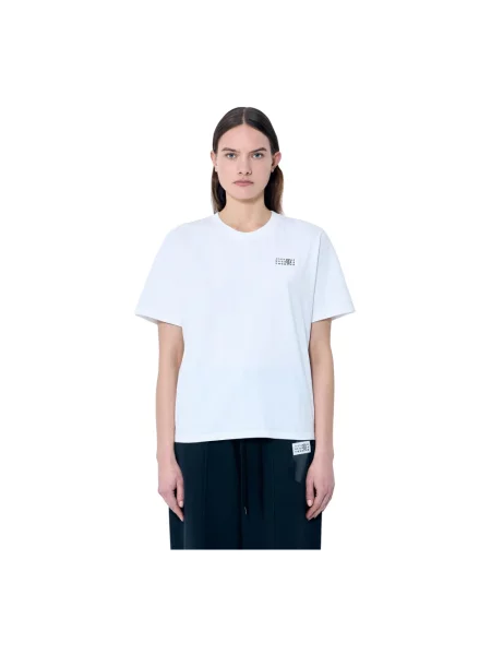Koszulka Mm6 Maison Margiela z dekoltem w serek biała