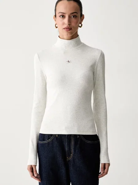 Calvin Klein Jeans majica dugih rukava ženska s pamukom siva