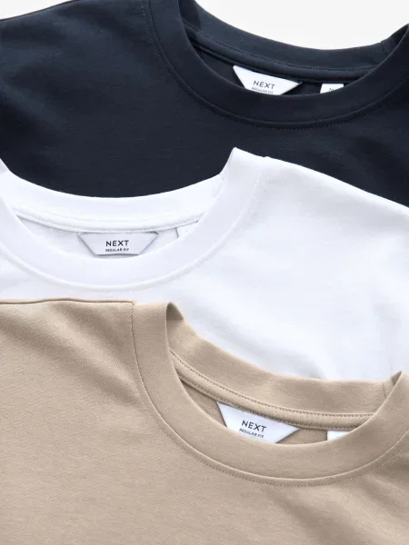 Next Tricou nisipiu / albastru noapte alb