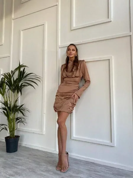 Сукня міні Milirud світло-коричневий шовк коричнева